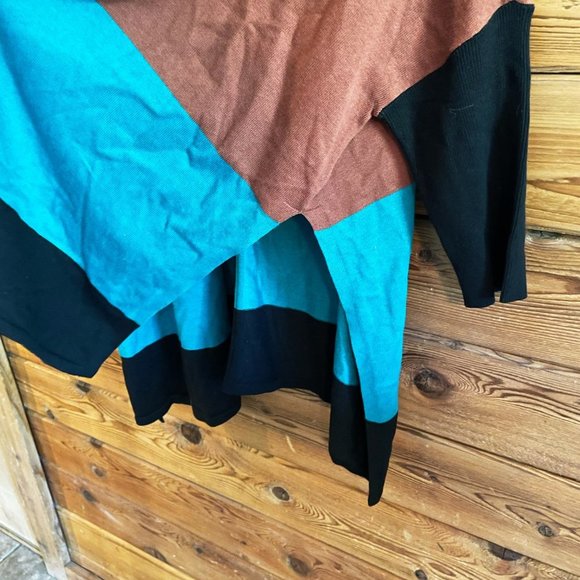 NWT Chico’s Teal Brown and black color block Open Cardigan - Picture 6 of 6